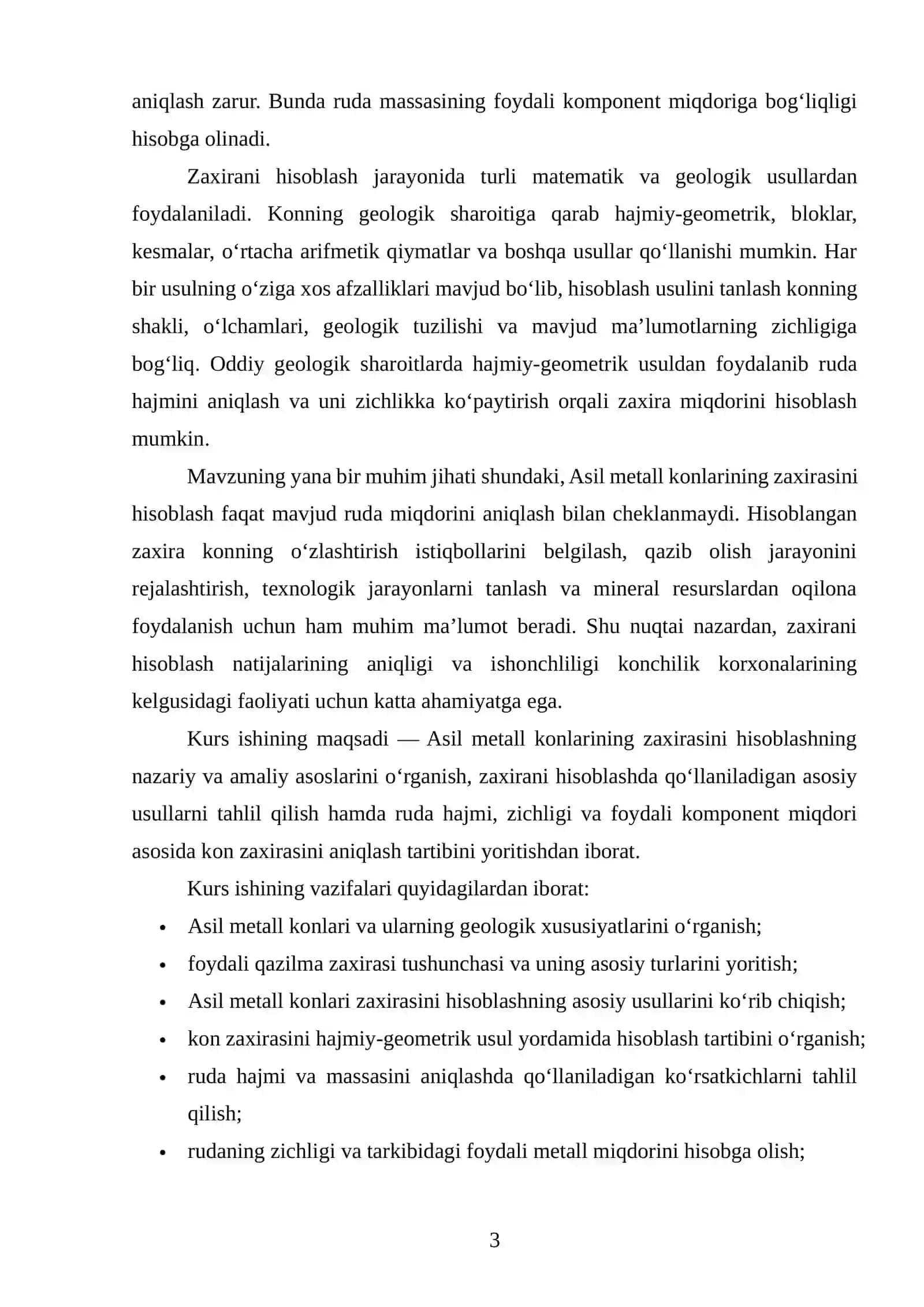 Asil metall konlarining zaxirasini hisoblash 3