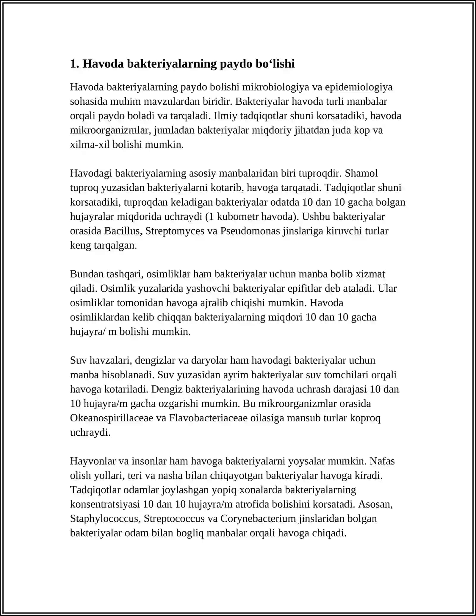 KASALXONA ICHKI INFEKSIYALARINING KELIP CHIQISHI UCHUN HAVONI BAKTERYAL IFLOSLANGANLIGINI AXAMYATI 3