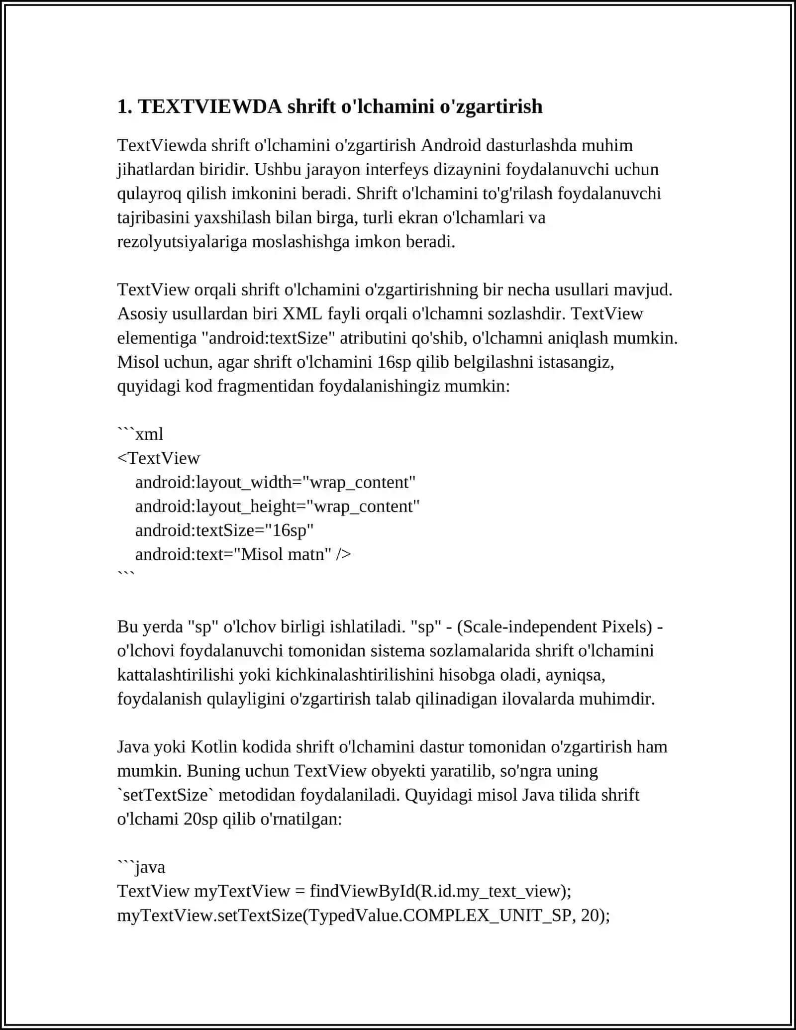 TEXTVIEWDA MATINI TAHRIRLASH 3