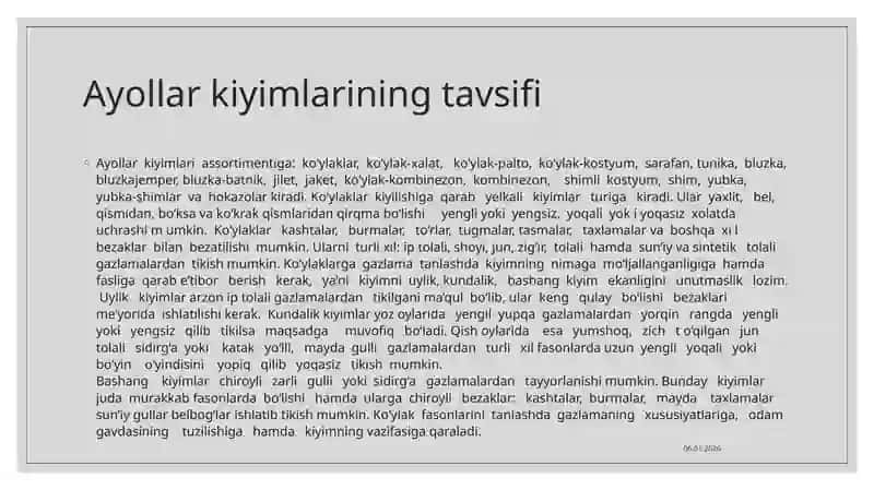 Ayollar tungi ko`ylagini modellashtirish 3