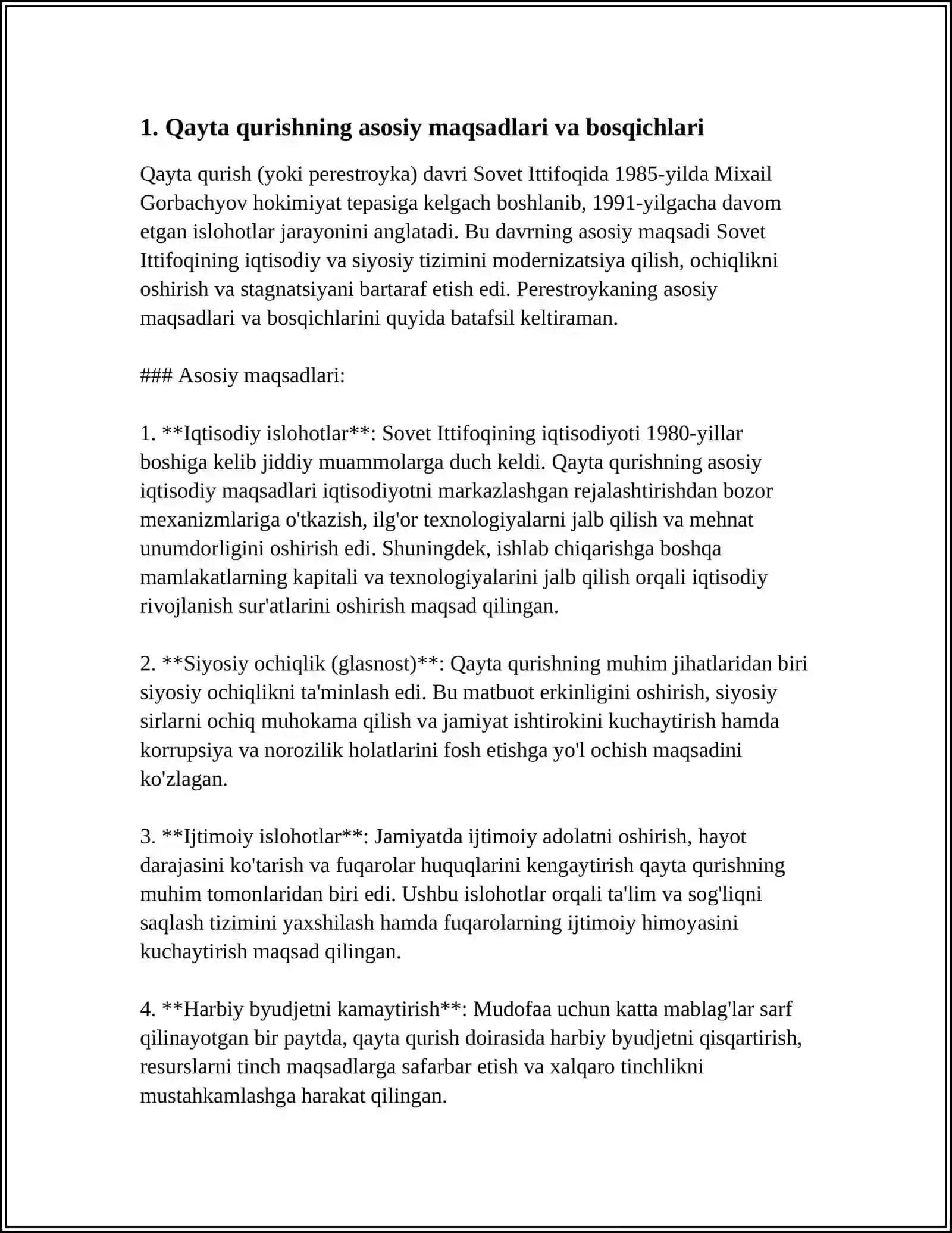 QAYTA QURISH - Iqtisodiy ishlar/Iqtisodiyot 3
