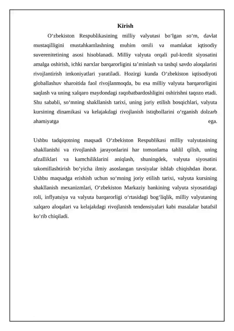 O'zbekiston Respublikasi milliy valyutasi va uning ta'sis etilishi 3