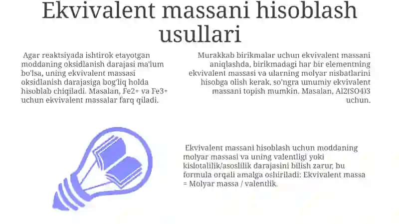 Ekvivalent massani hisoblash usullari 3