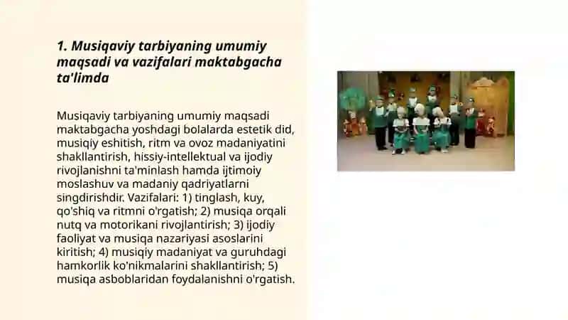 Maktabgacha ta'lim tashkilotida musiqaviy tarbiyaning maqsad va vazifalari 3