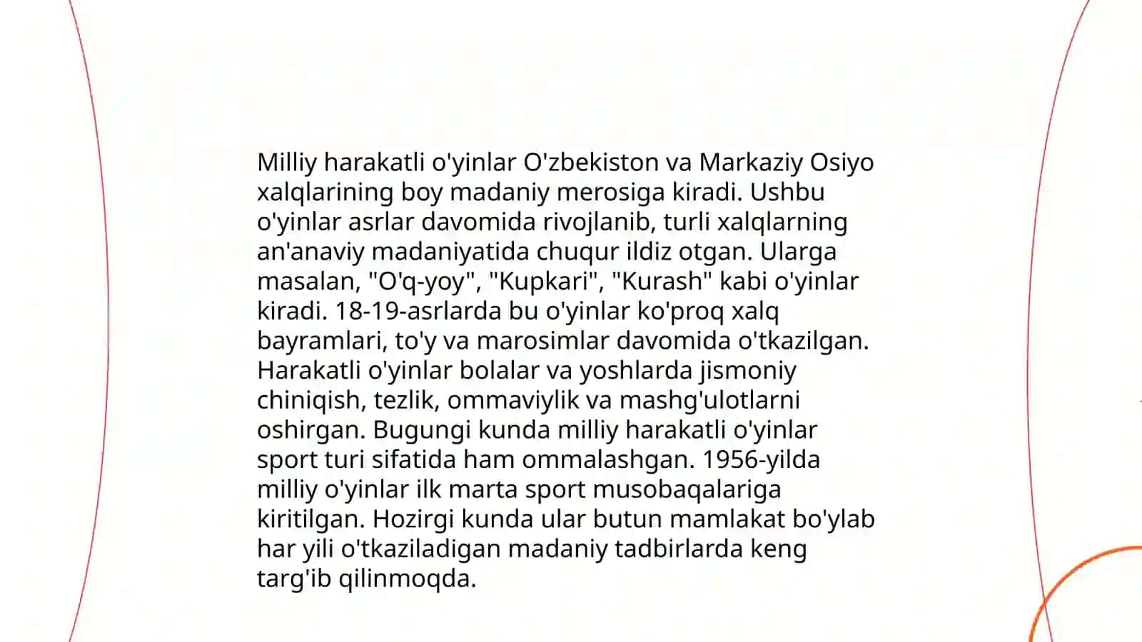 Milliy harakatli o'yinlar tarixi va qisqacha tushuncha turkumlari rivojlanishi va pedagogik ahamiyati 3