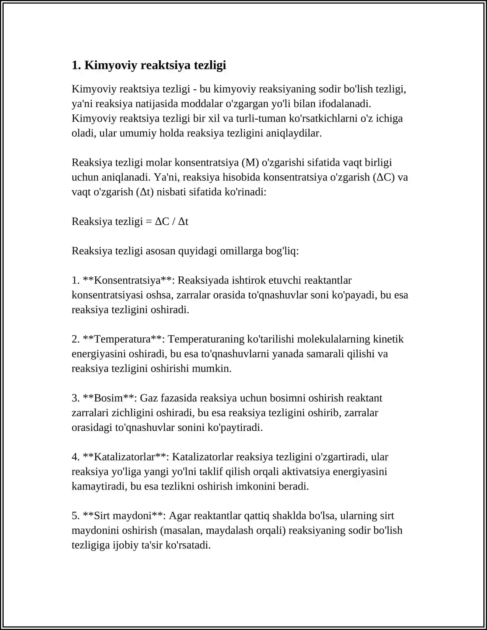 KIMYOVIY REAKSIYALARNING TEZLIGI VA TARTIBI 3