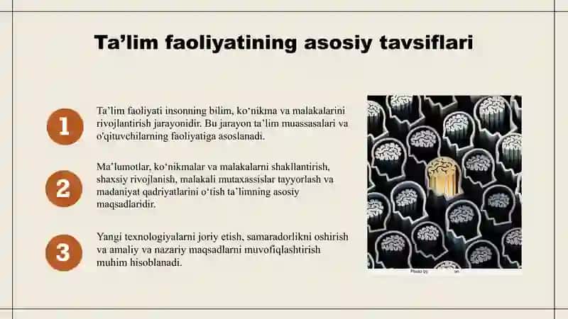 Ta'lim faoliyati tavsiflari 3
