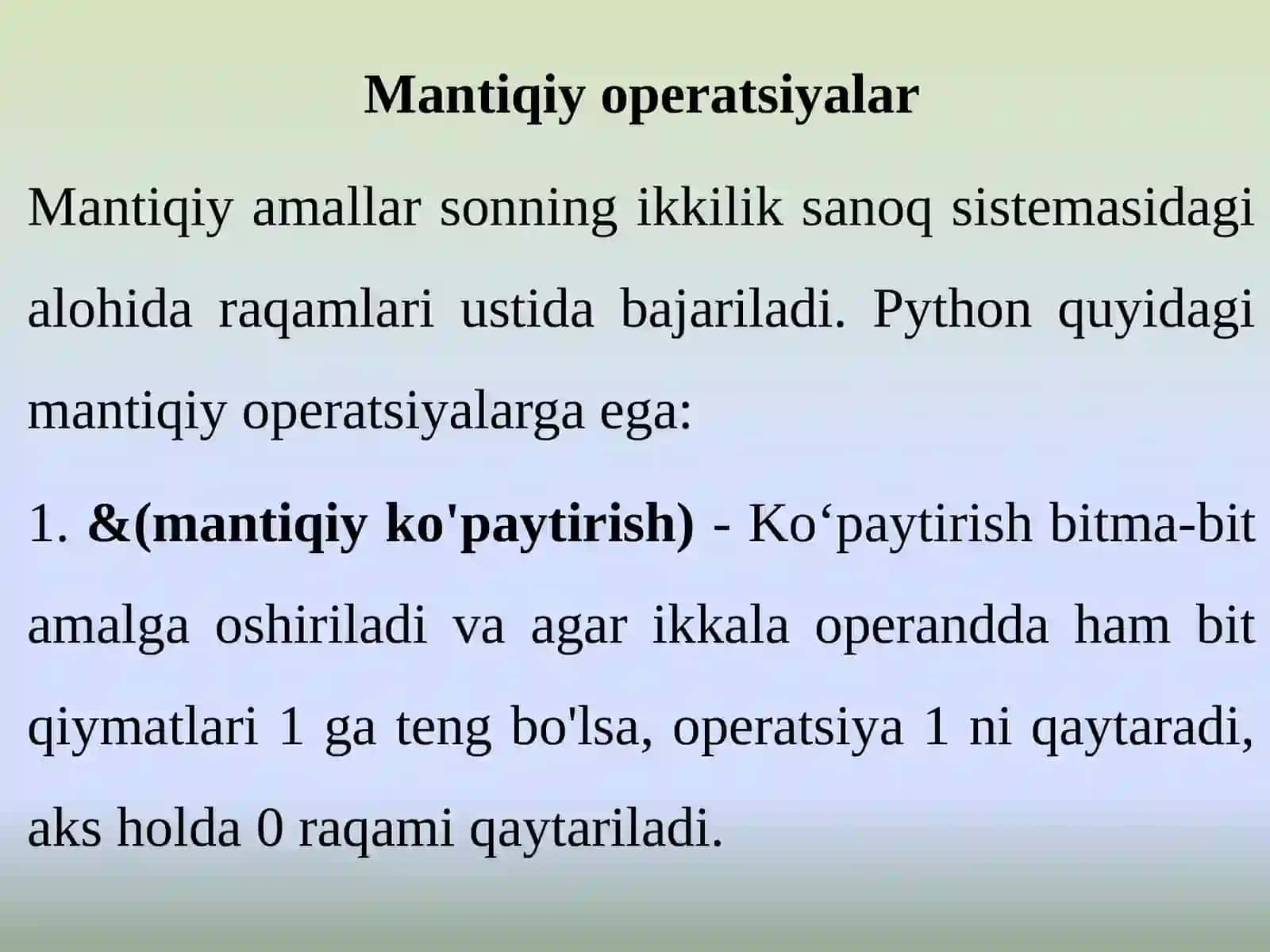 Mantiqiy operatsiyalar 3