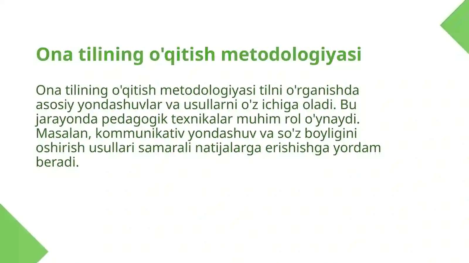 Uzviylashtirilgan o'quv dasturi asosoda Ona tilining o'qitilishi 3