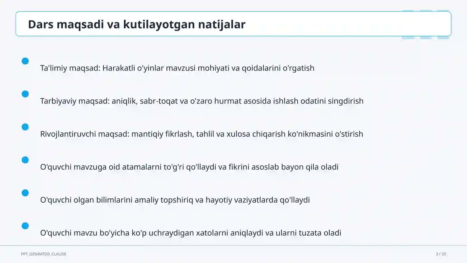 Harakatli o'yinlar (1-sinf) 3
