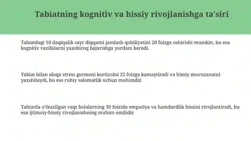 Tabiat-bolalarni har tomonlama kamol topishida asosiy omil sifatida 3