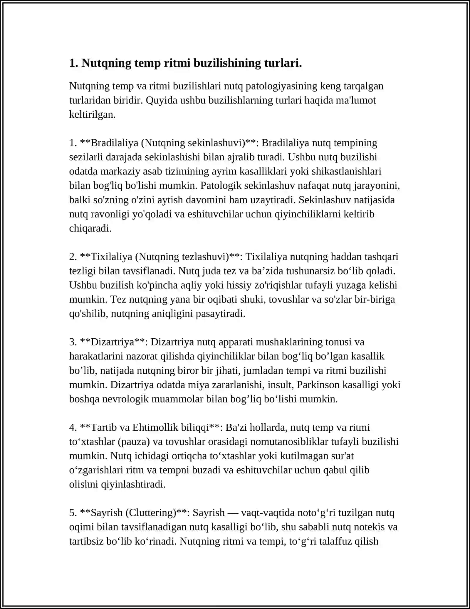 NUTQNING TEMP RITM BUZILISHI BOʻLGAN BOLALARNING PSIXOLOGIK XUSUSIYATLARI (BILISH JARAYONLARI HISSIY IRODAVIY SOXASI SHAXSLAR ARO MUNOSABATI FAOLIYATI) TEKSHIRISH VA KORREKSIYALASH 3