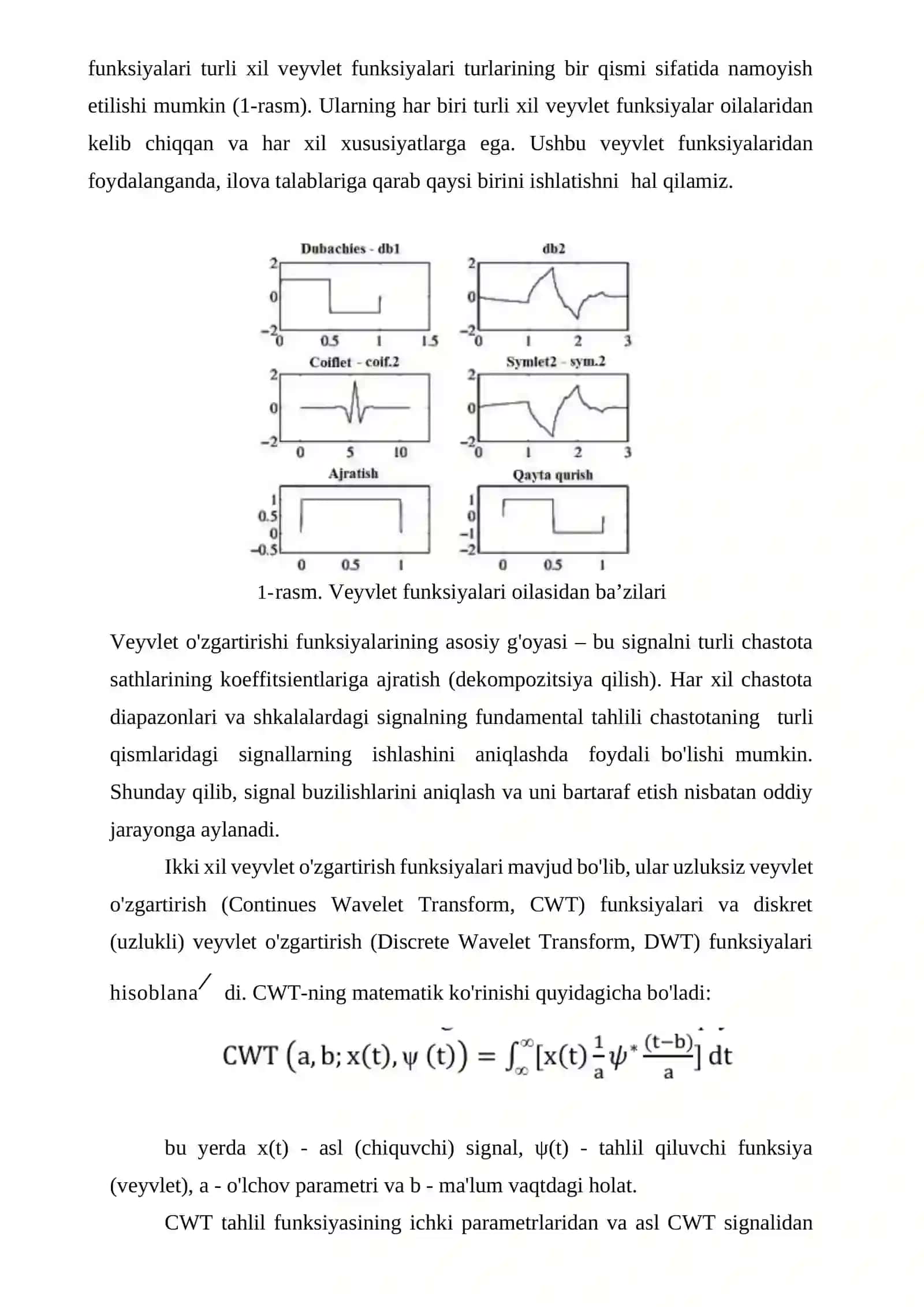 Veyvlet o‘zgartirish algoritmlarini o‘rganish 3