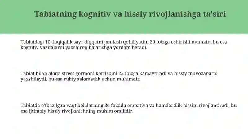 Tabiat-bolalarni hartomonlamak amol topishida asosiy omil sifatida 3