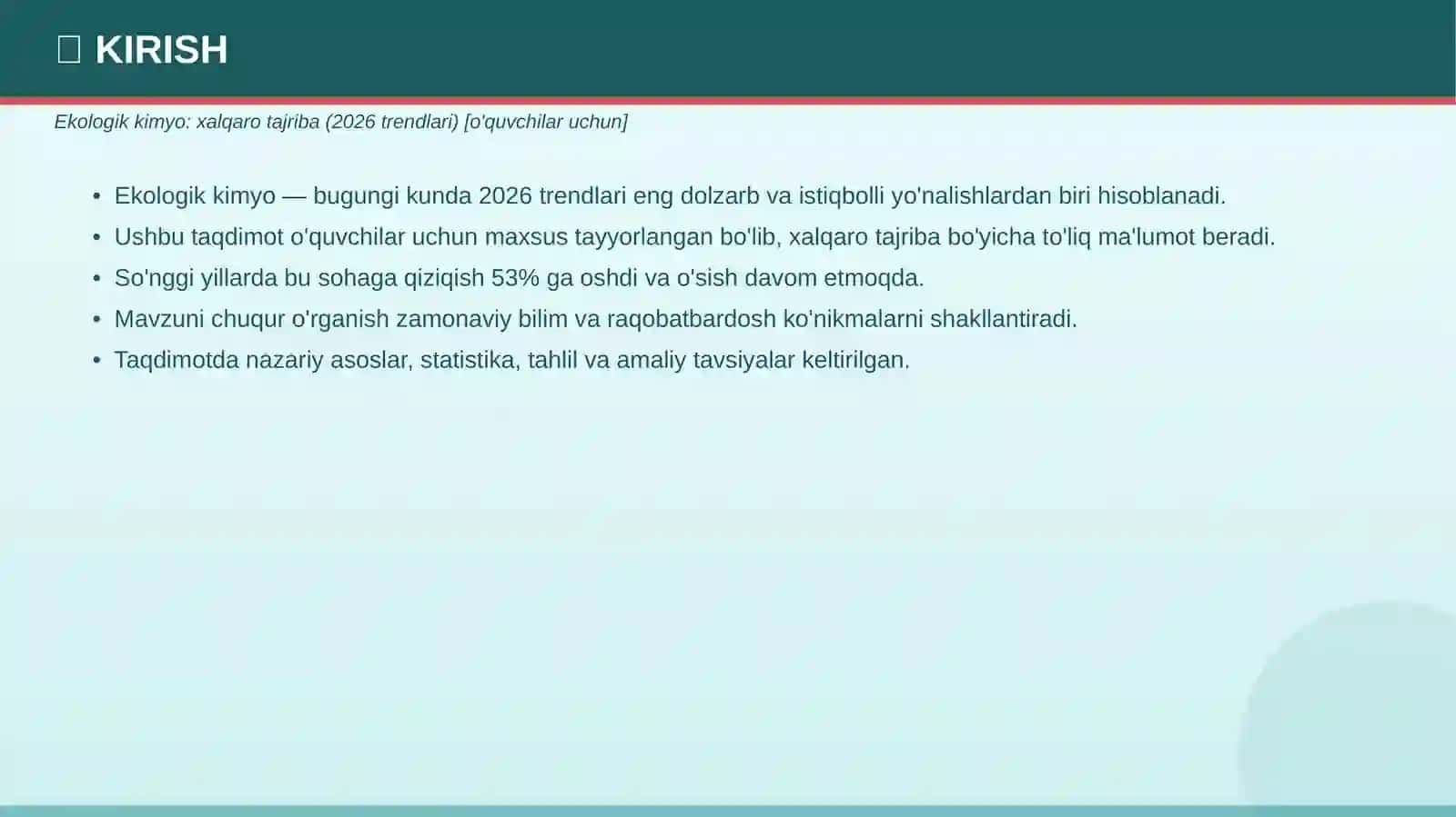 Ekologik kimyo: xalqaro tajriba (2026 trendlari) 3