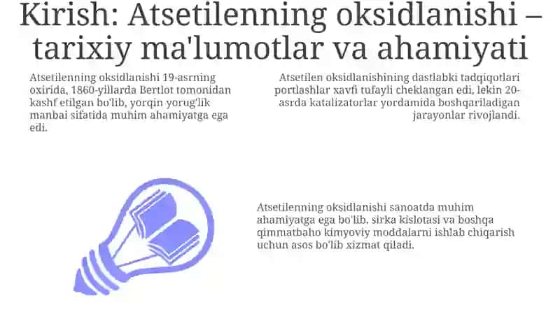 Atsetilen oksidlanishi bo'yiicha tajribalar 3