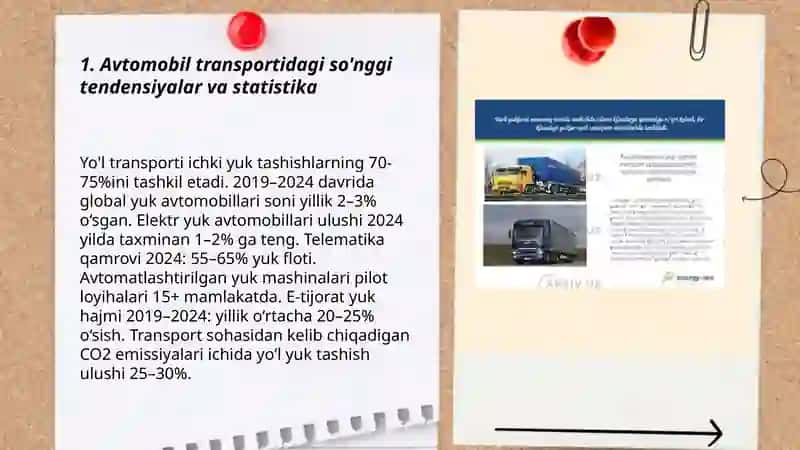 Avtomobilarda yuklarni tashishning hozirgi holati va rivojlanish istiqbollari 3