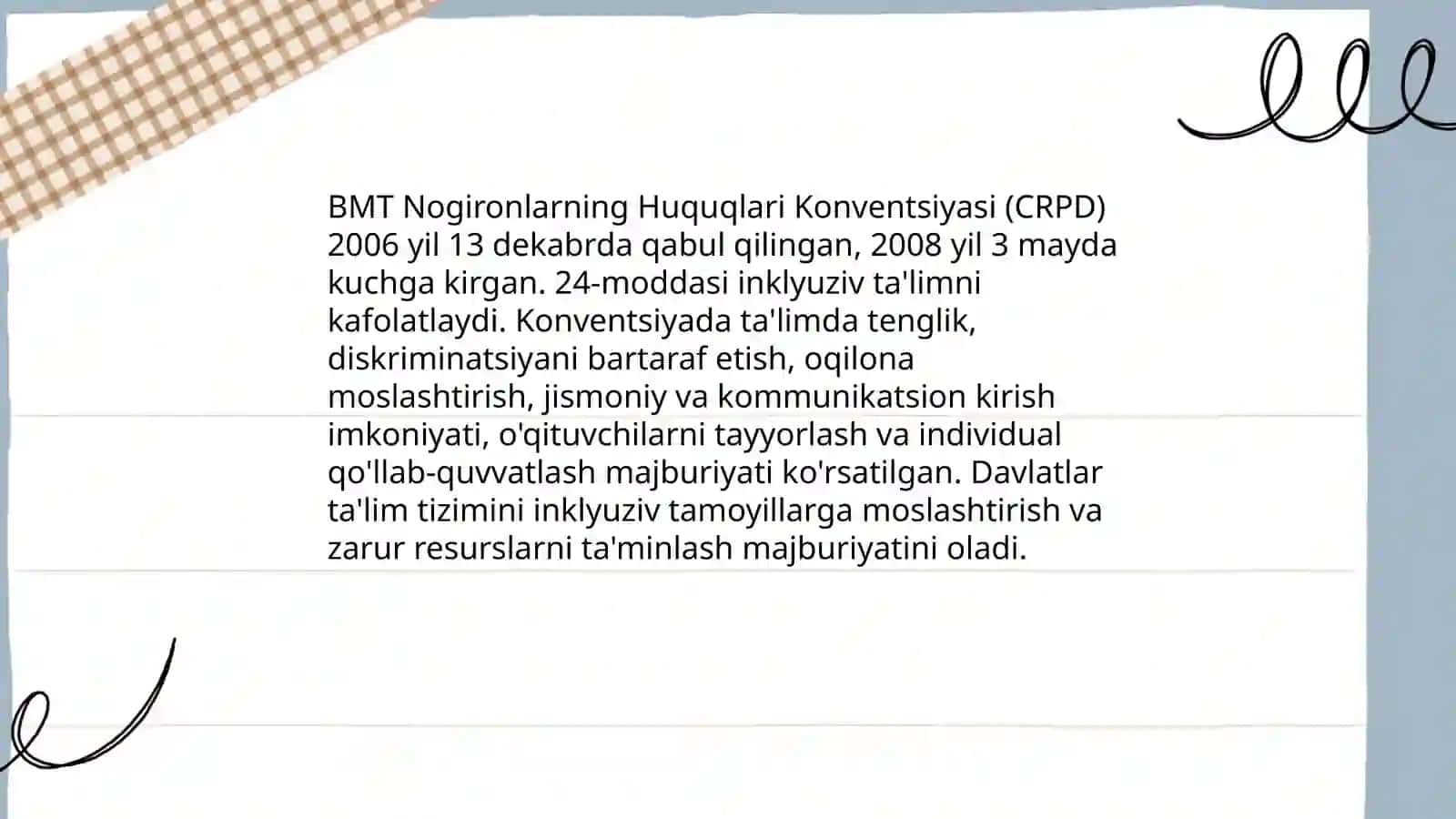 BMT Nogironlarning Huquqlari Konventsiyasi (CRPD) va inklyuziv ta'lim 3