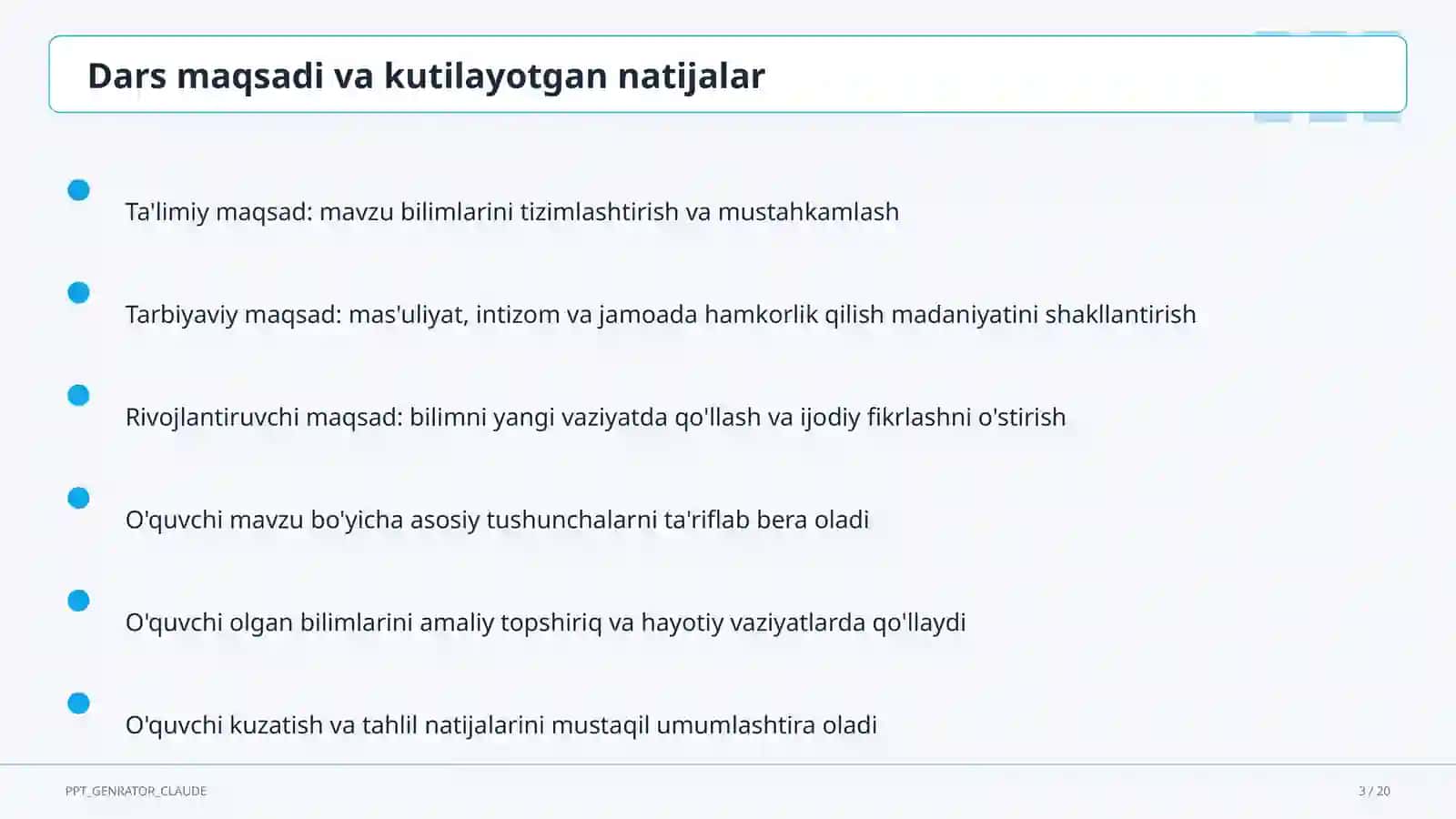 Dars rejasi 3