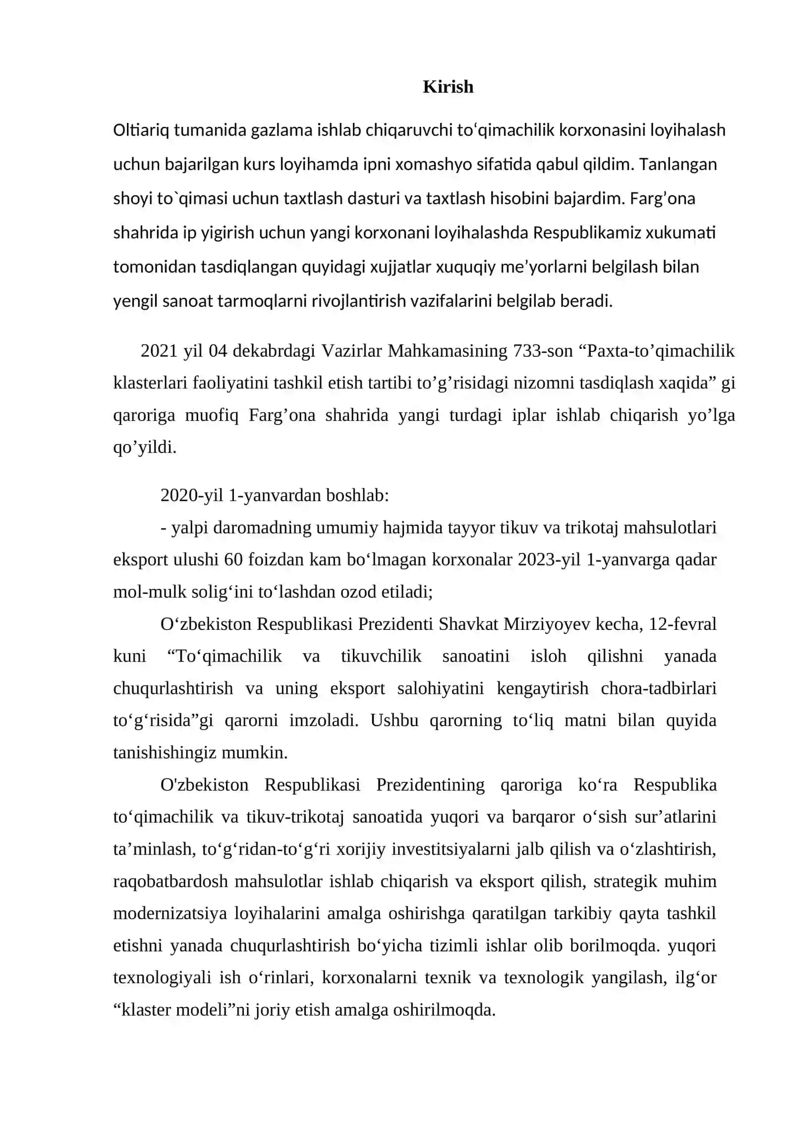 “TEXNOLOGIK JARAYONLARNI LOYIHALASH” fanidan 3