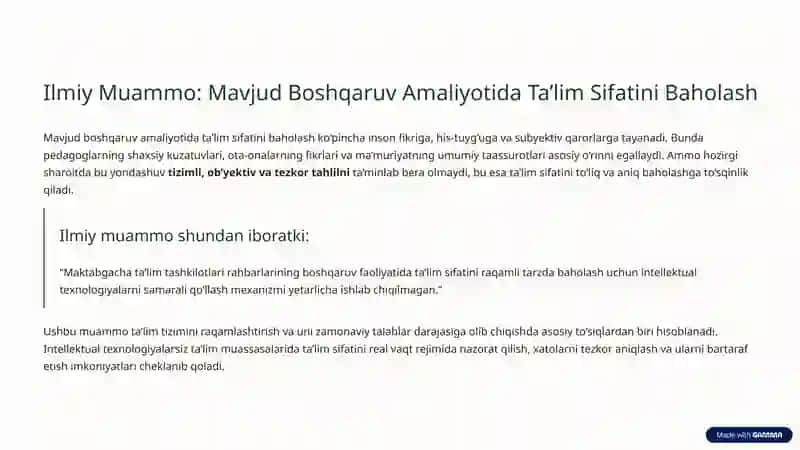 Maktabgacha ta’limda raqamli boshqaruv: Ta’lim sifatini baholashda intellektual texnologiyalar 3