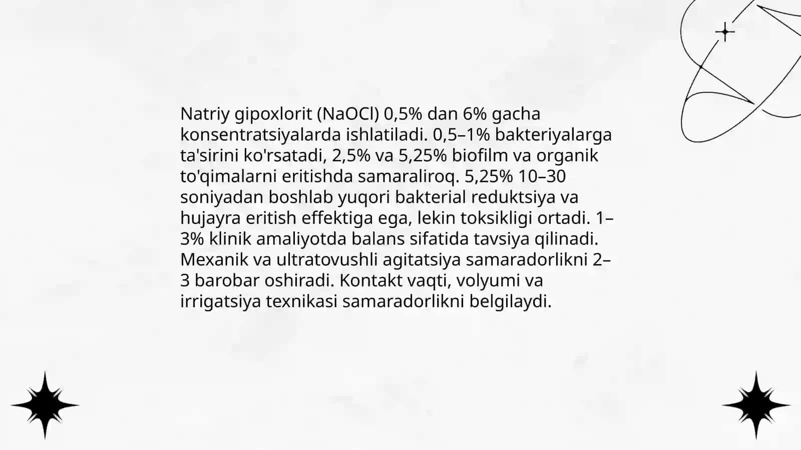 Infitsirlangan ildiz kanallarini zararsizlantirish uchun qoʻllaniladigan antirseptiklar 3