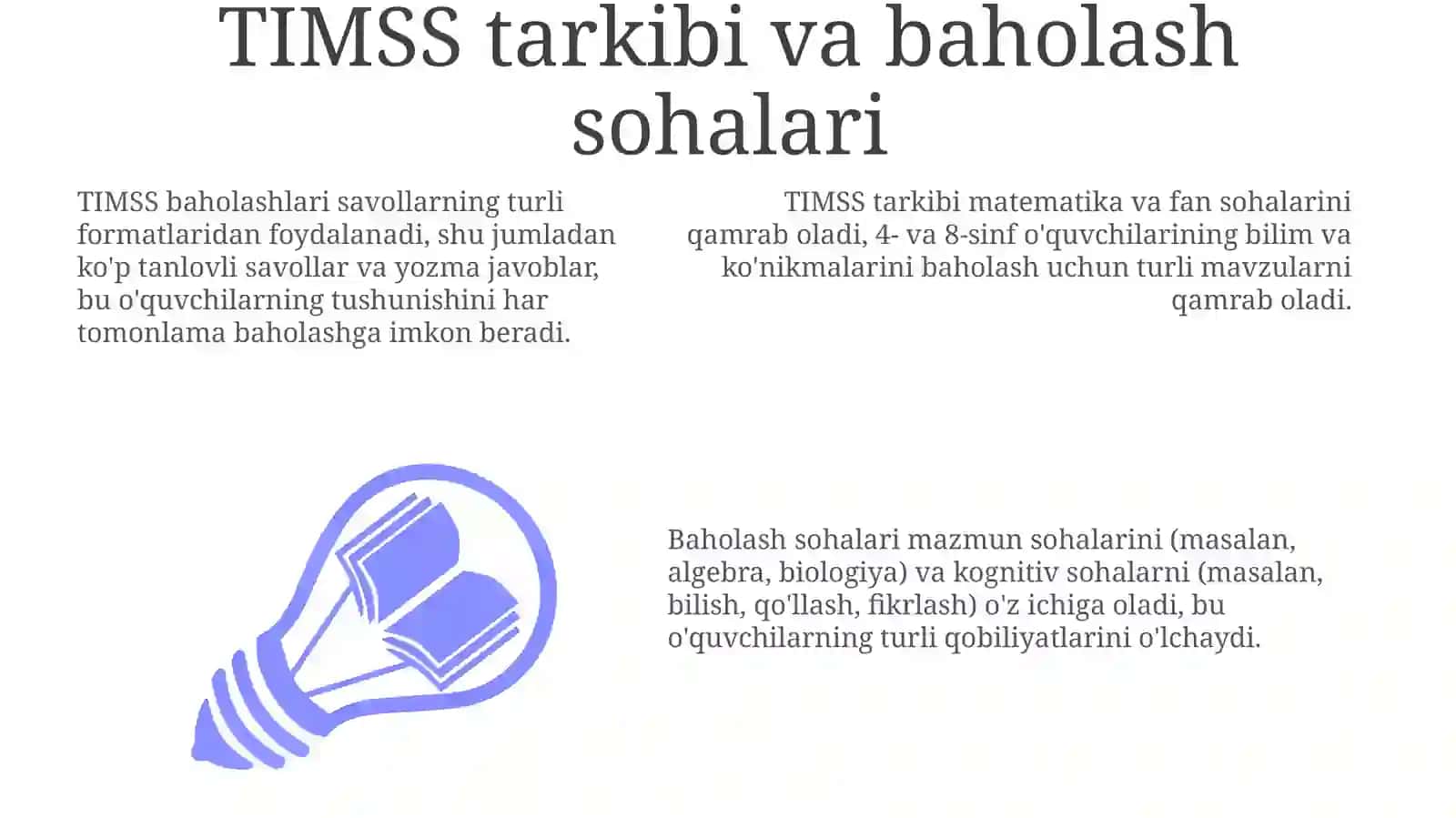 TIMSS xalqaro baholash dasturlari: mazmuni va mohiyati 3