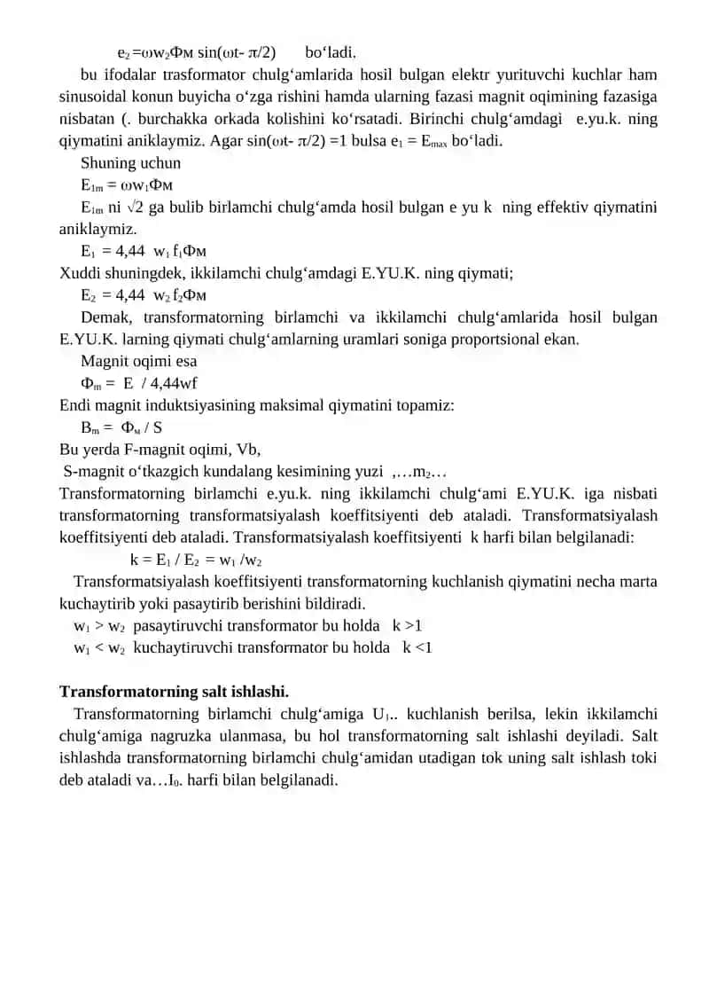 Transformatorlar va ularning qo’llanilishi 3