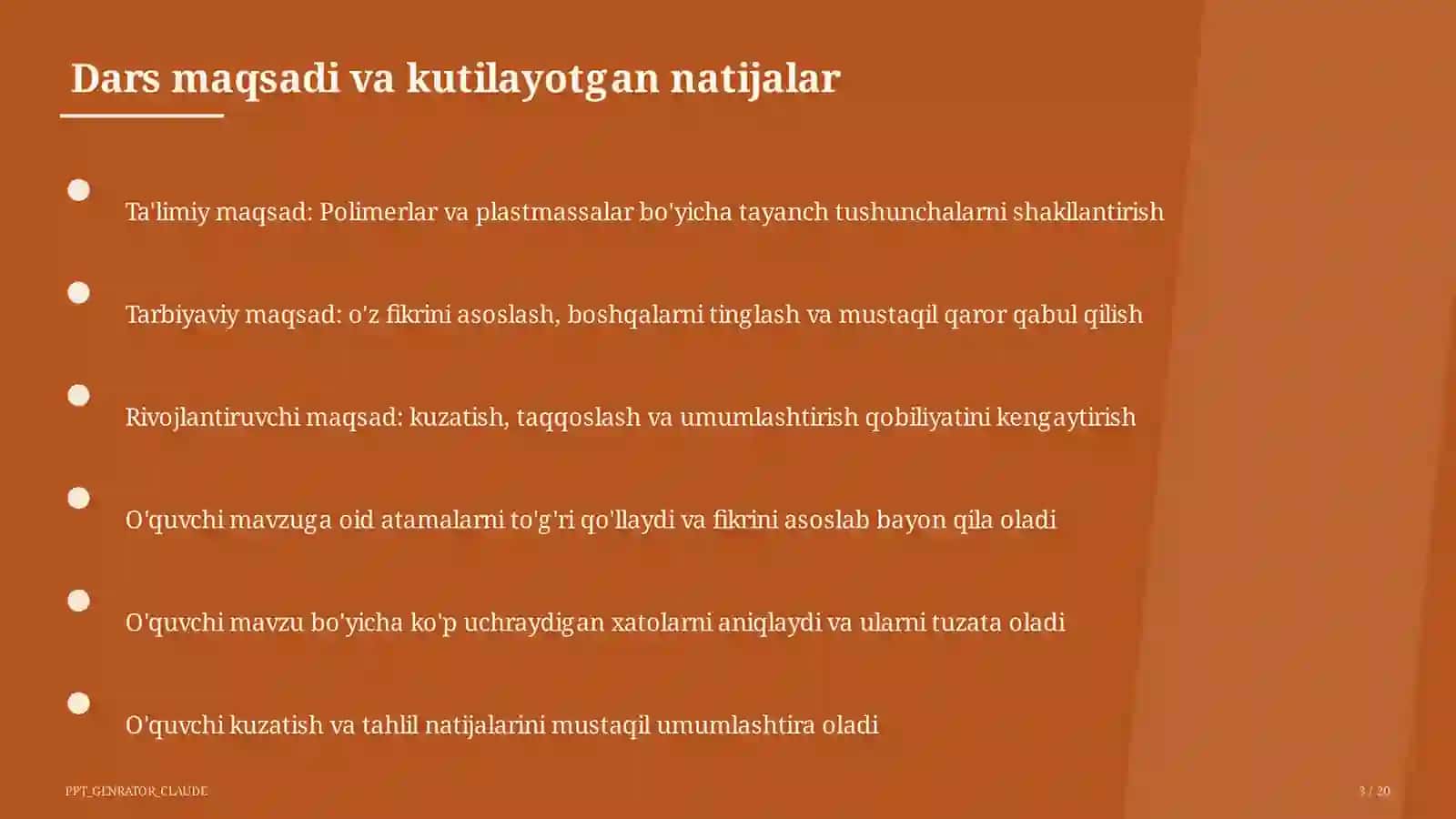 Polimerlar va plastmassalar (11-sinf) 3