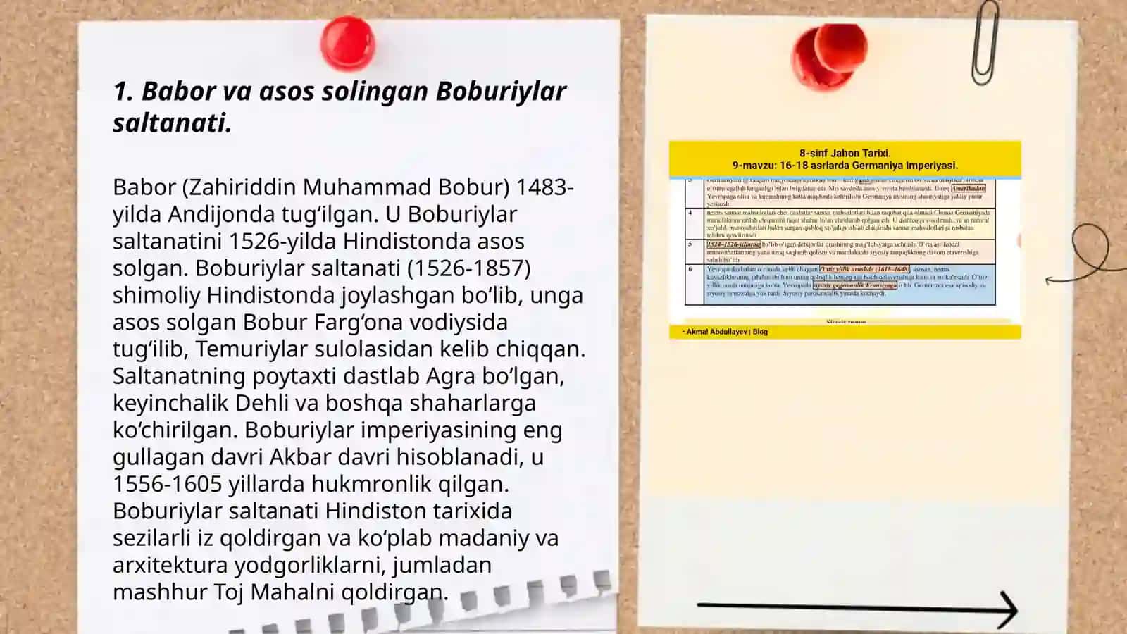 Babor va asos solingan Boburiylar saltanati 3
