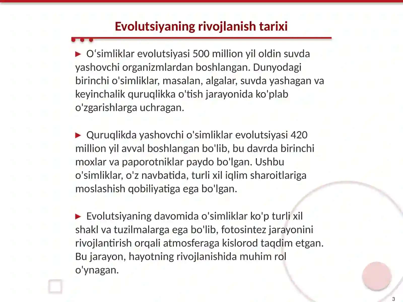 Oʻsimliklar dunyosi evolutsiyasi 3