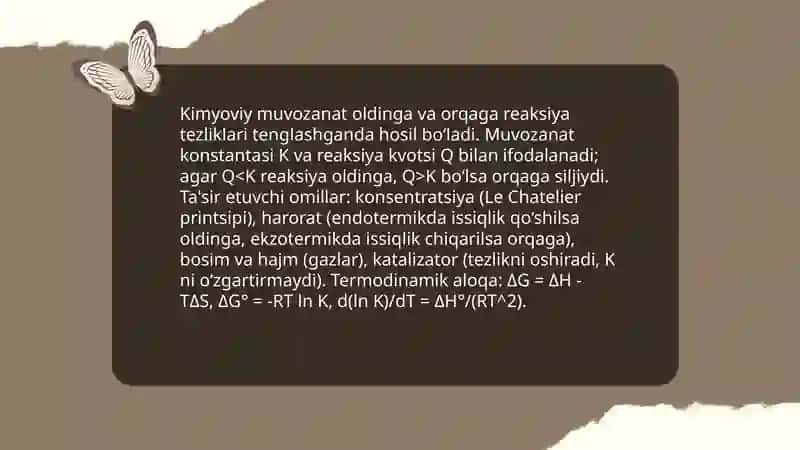 Kimyoviy muvozanat va unga ta'sir etuvchi omillar 3