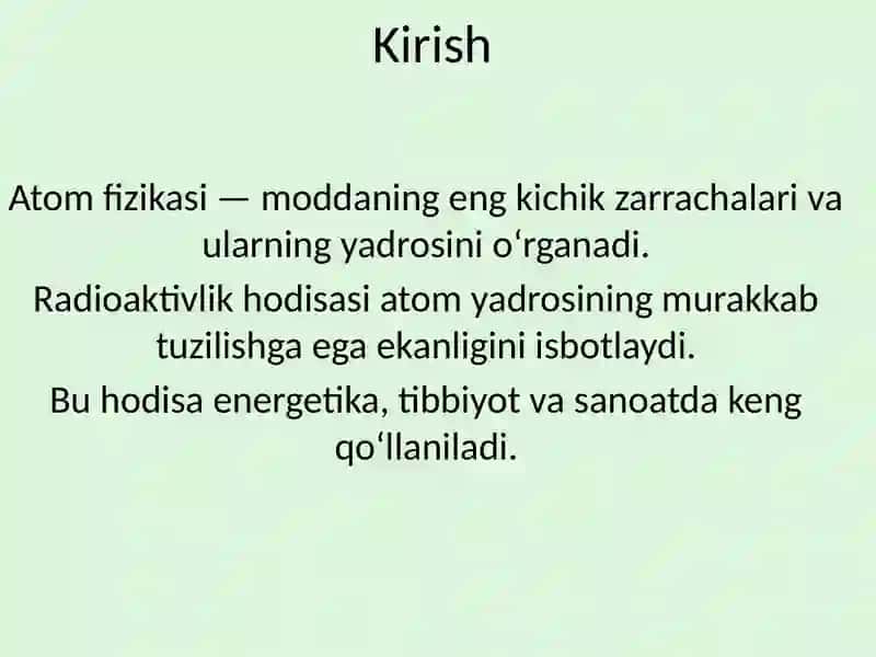 Atom fizikasi. Radioaktivlik. radioaktivlik. Radioaktiv siljish qonuni 3