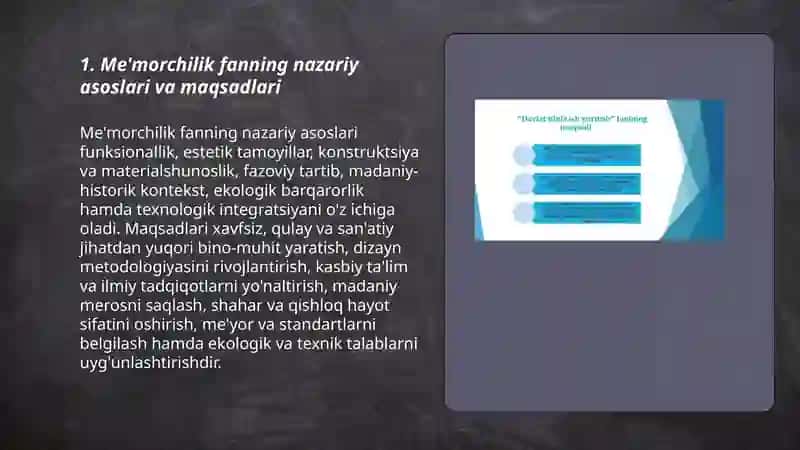 Me'morchilik fanning maqsadi va vazifalari 3
