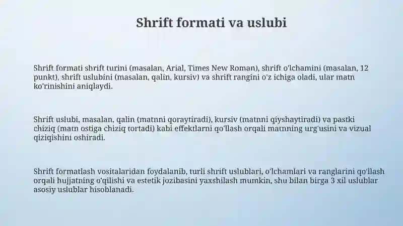 Matn va sahifa maketini formatlash 3