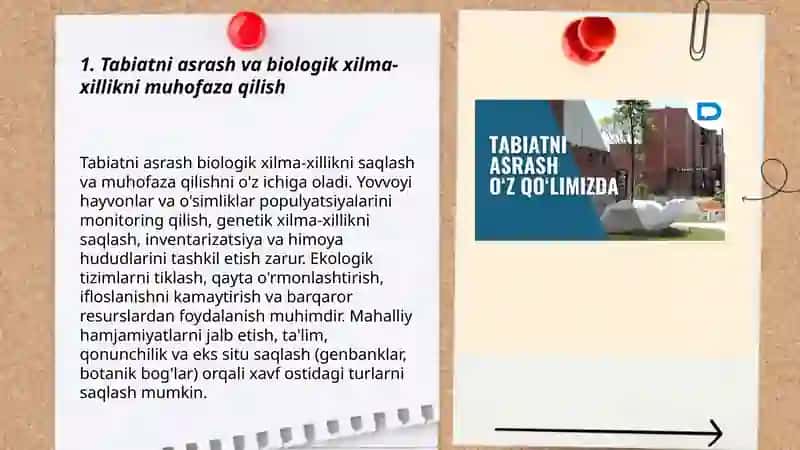 Tabiatni asrash va biologik xilma-xillikni muhofaza qilish 3