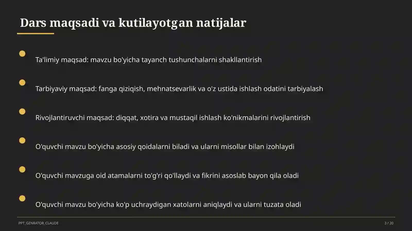 Huquq va iqtisodiyot asoslari (9–11) — ochiq dars uchun 3