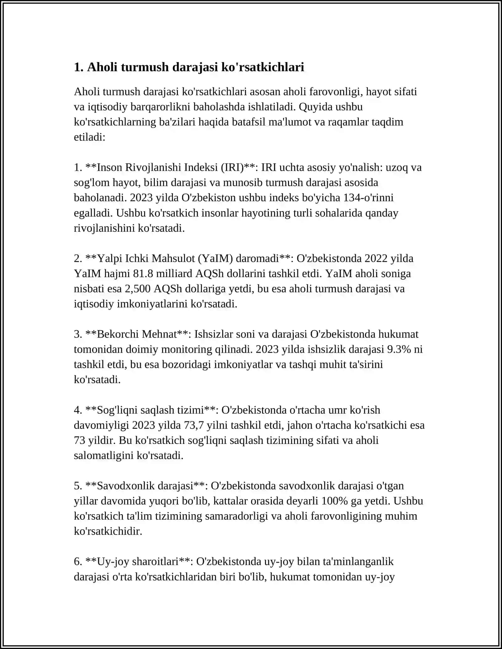 Aholi Turmush Darajasi Statistikasi 3