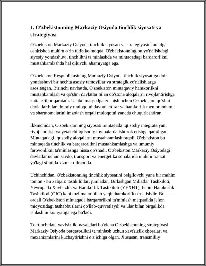 O'zbekistonning Markaziy Osiyoda Tinchlik va Barqarorlikni Ta'minlash 3