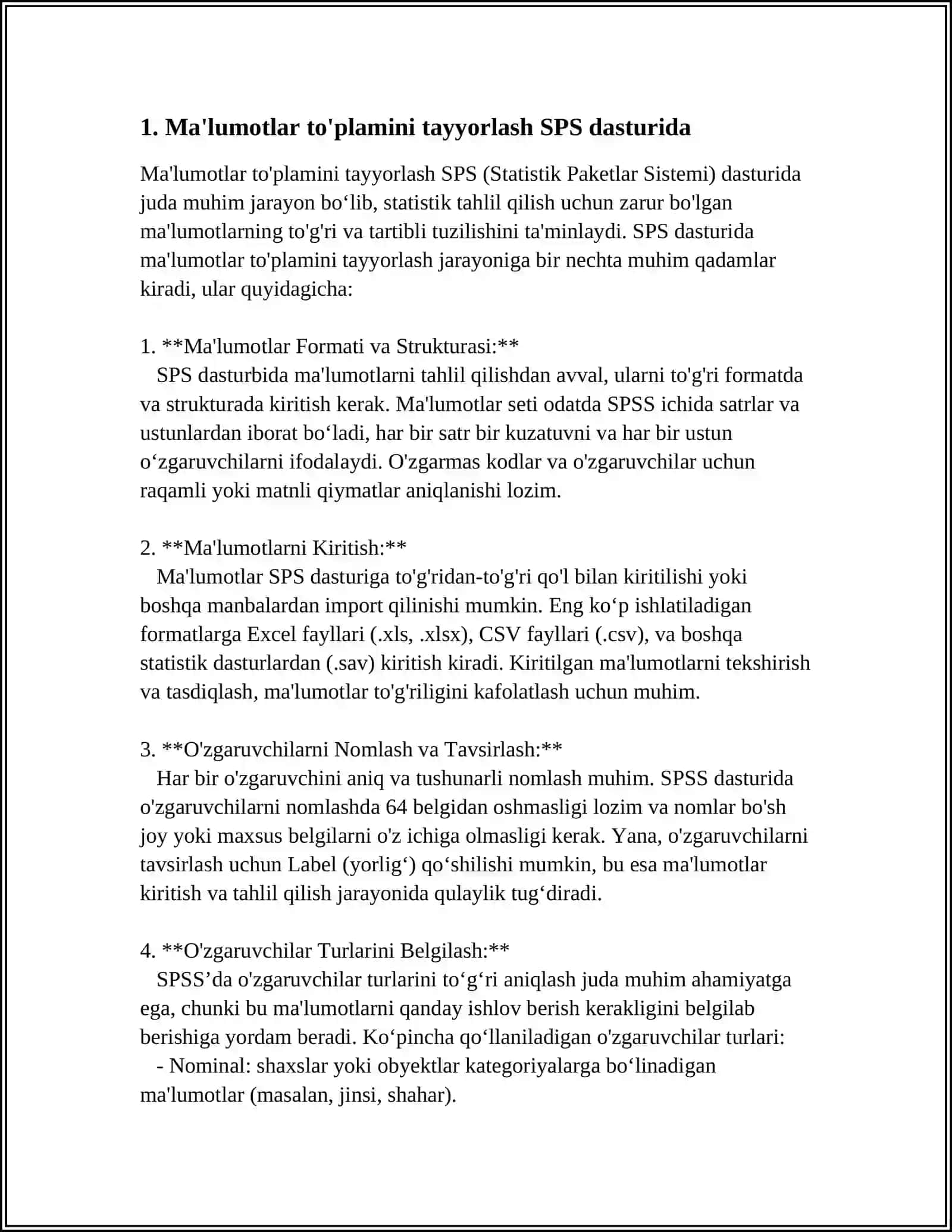 SPS DASTURLARIDA MALUMOTLARNI TAHLIL QILISH 3