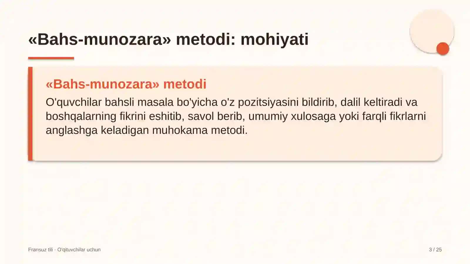 fransuz tili darslarida bahs munozara metodidan foydalanish 2010 3