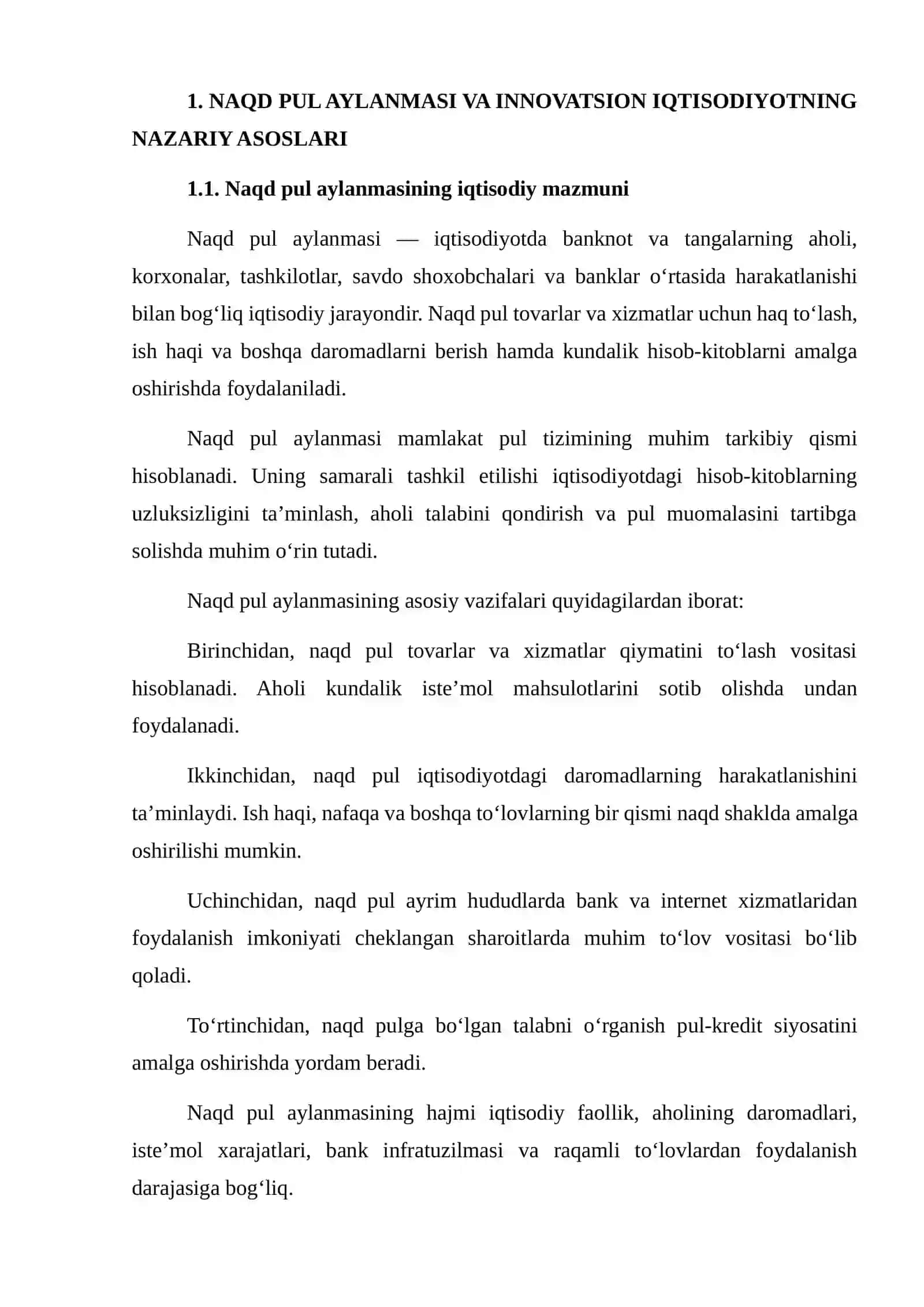Naqd pul aylanmasi va innovatsion iqtisodiyotning bosqichlari 3