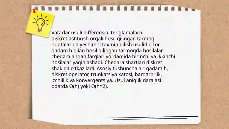 Vatarlar usuli bilan tenglamalarni taqribiy yechish 3