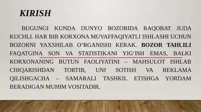 Bozor tahlili va raqobat ustunliklari 3