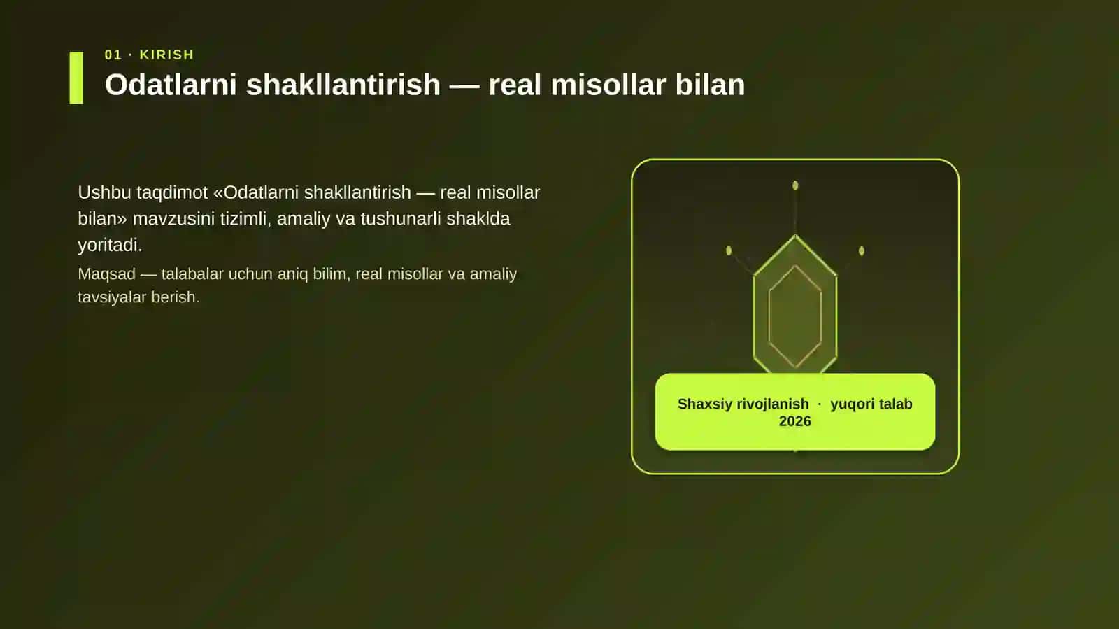 Odatlarni shakllantirish — real misollar bilan 3