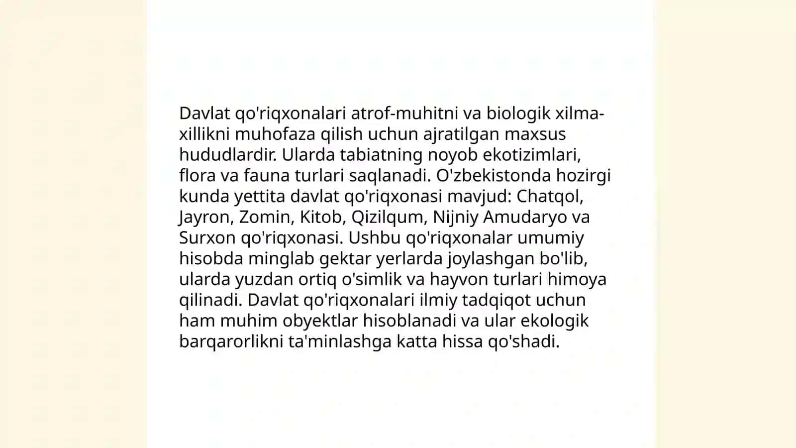 Davlat qo'riqxonasi tushunchasi ularning geo ekologik funksiyasi va hususiyatlari 3
