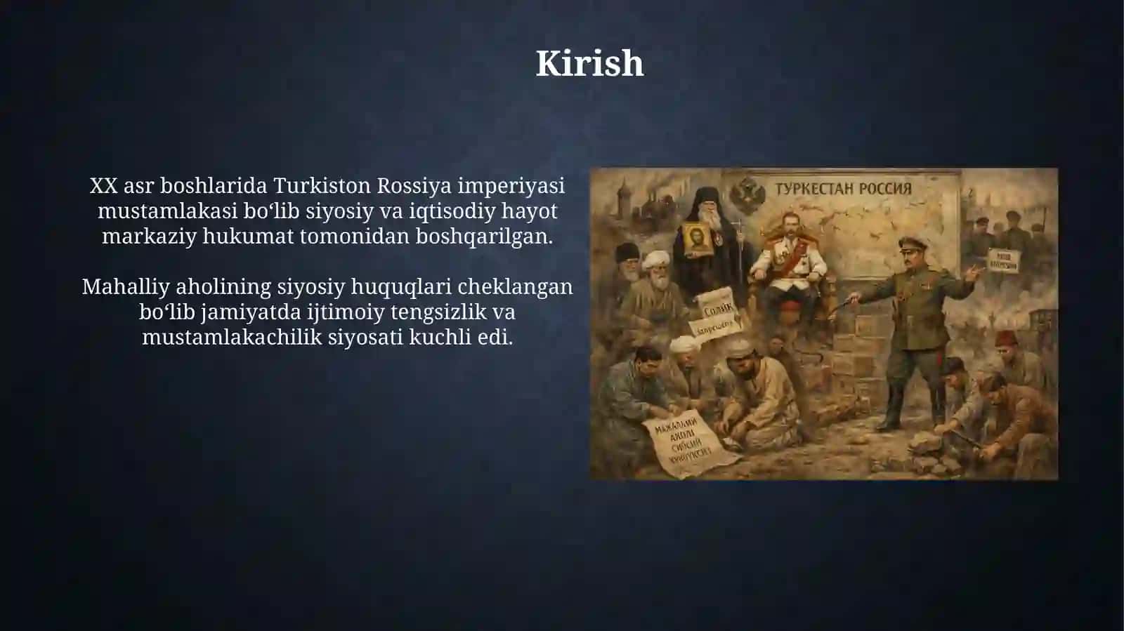 XX asr boshlaridagi siyosiy-ijtimoiy vaziyatni koʻrsatuvchi taqdimot 3