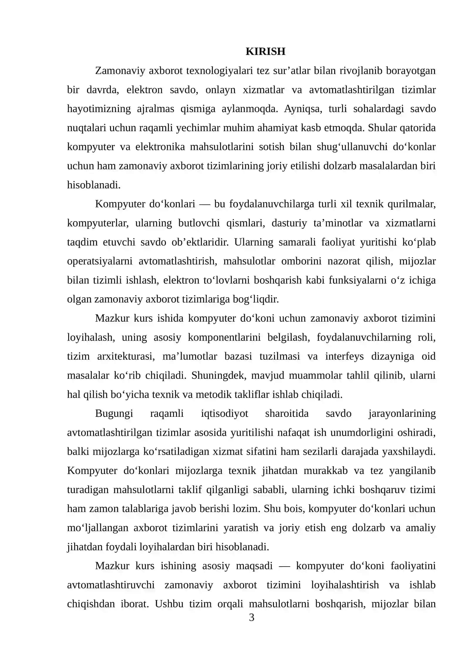 KOMPYUTER DO‘KONLARI LOYIHASINI LOYIHALASHTIRISH VA ISHLAB CHIQISH 3