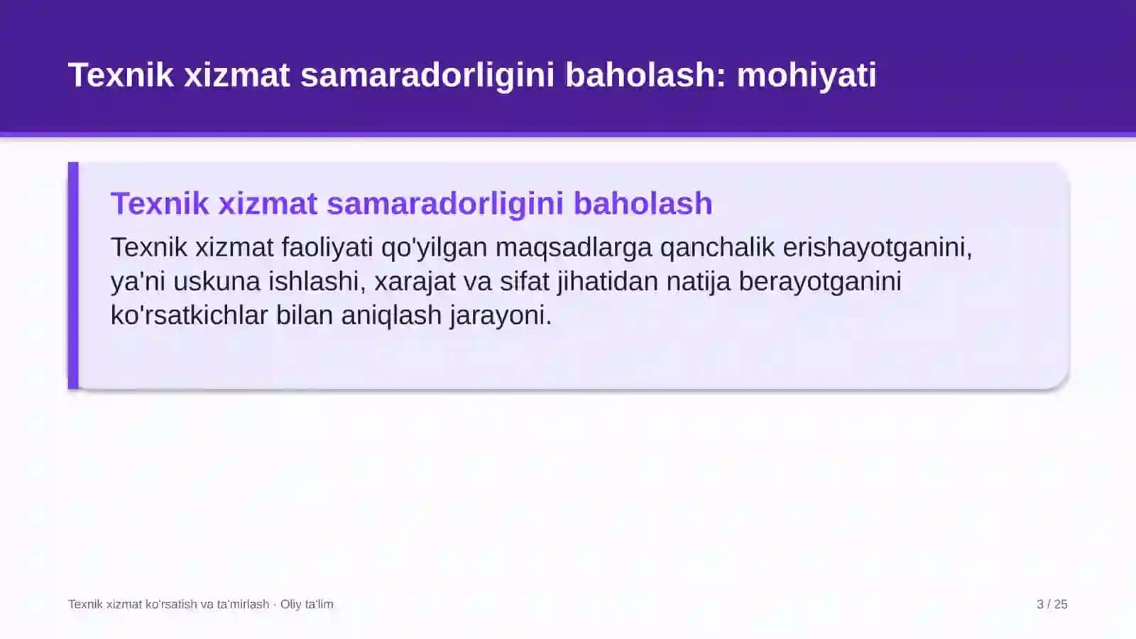 quyosh panellari ishlab chiqarishda texnik xizmat ko'rsatish samaradorligini baholash 3710 3