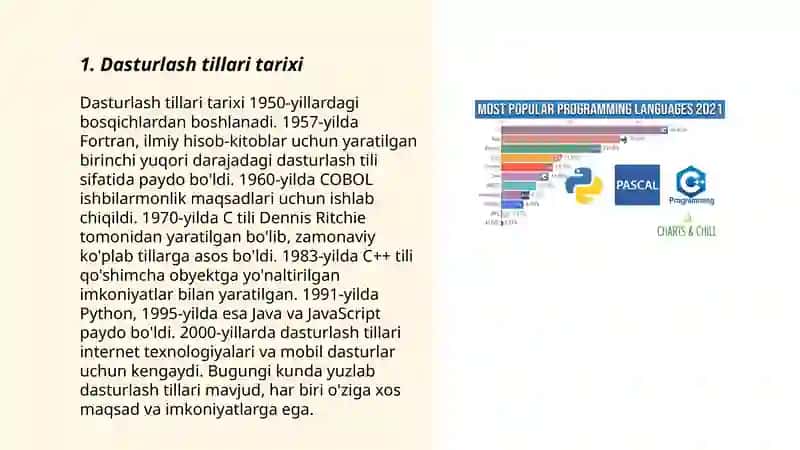 Dasturlash tillari va ularning imkoniyatlari. 3